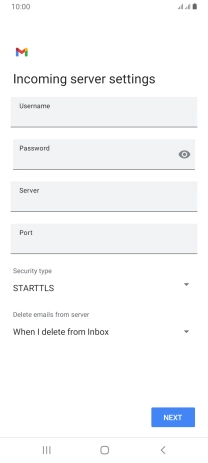 Press the field below 'Username' and key in the username for your email account.