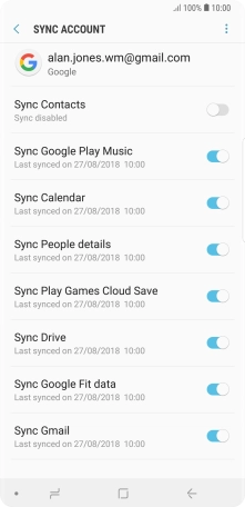 Press the indicator next to 'Sync Contacts' to turn on the function.