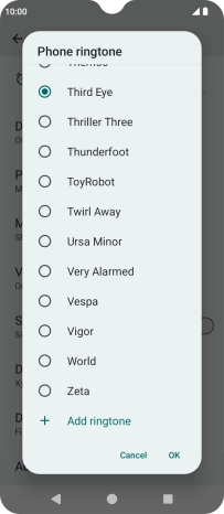 Once you've found a ring tone you like, press OK.