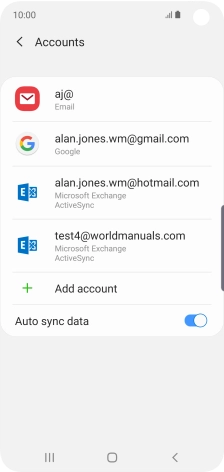Press the indicator next to 'Auto sync data' to turn the function on or off.