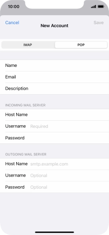 Press Username and key in the username for your email account.