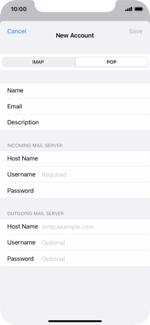 Press Username and key in the username for your email account.