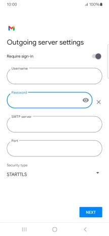 Press the field below 'SMTP server' and key in the name of your email provider's outgoing server.