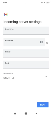 Press the field below 'Username' and key in the username for your email account.