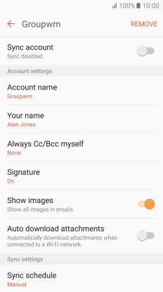 Press the indicator next to 'Sync account' to turn on the function.