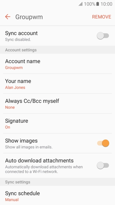 Press the indicator next to 'Sync account' to turn on the function.