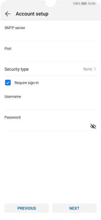Press the field below 'SMTP server' and key in the name of your email provider's outgoing server.