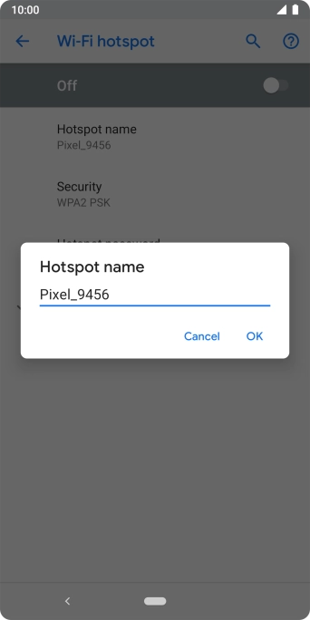 Key in the required WiFi hotspot name and press OK.