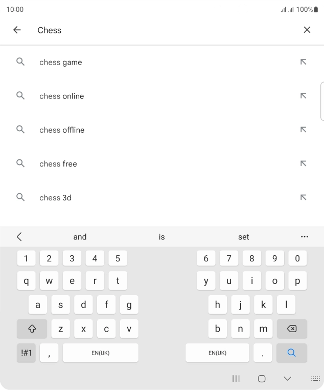 Key in the name or subject of the required app and press the search icon.