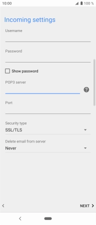 Press the field below 'Port' and key in 110.