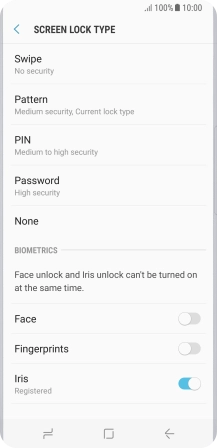 Press None and follow the instructions on the screen to turn off the phone lock code.
