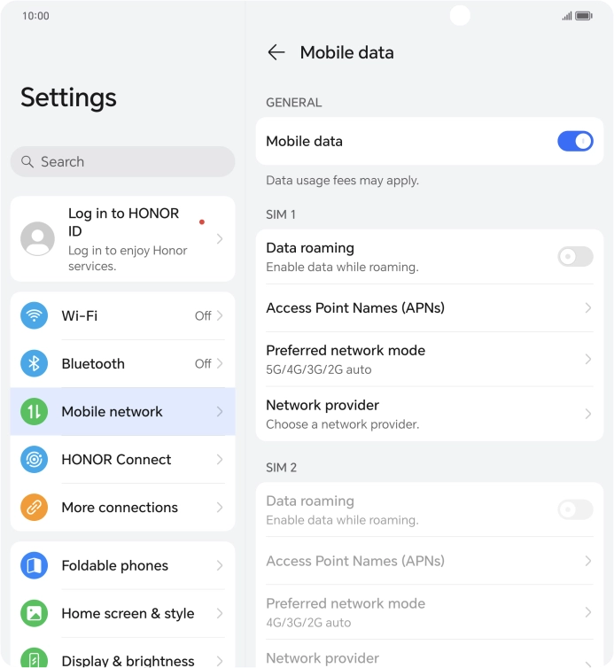 Press Preferred network mode.