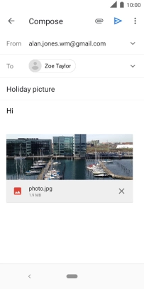 Press the send icon when you've finished your email.