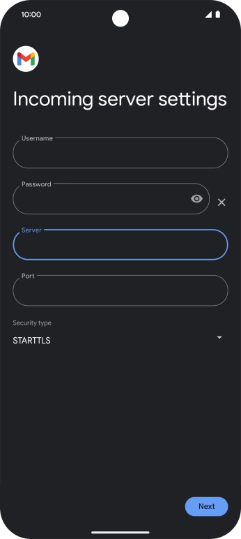 Press the field below 'Port' and key in 993.