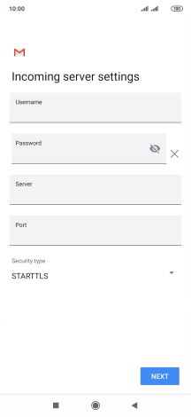 Press the field below 'Username' and key in the username for your email account.