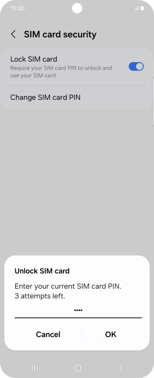 Key in your SIM PIN and press OK. The default SIM PIN is 0000.
