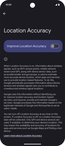 If you press the indicator next to 'Improve Location Accuracy' to turn on the function, your phone can find your exact position using the GPS satellites, the mobile network and nearby WiFi networks. Satellite-based GPS requires a clear view of the sky.