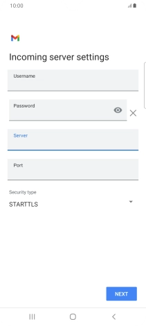 Press the field below 'Port' and key in 143.