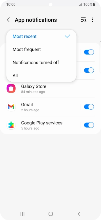 Press the required setting. Press the required setting.