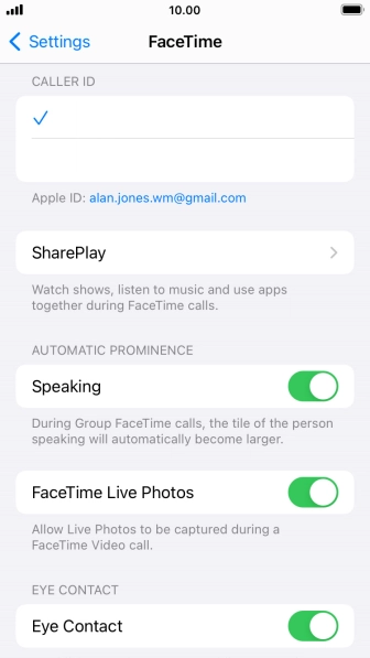 Press the required setting below 'CALLER ID'.