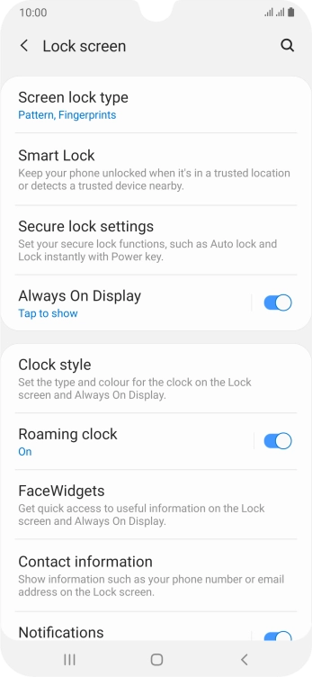 Press Screen lock type and key in the current phone lock code.
