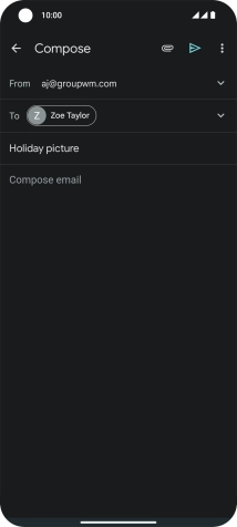 Press the text input field and write the text for your email.