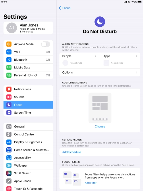 Press People and follow the instructions on the screen to select which contacts you would like to receive calls and notifications from when Do Not Disturb is turned on.