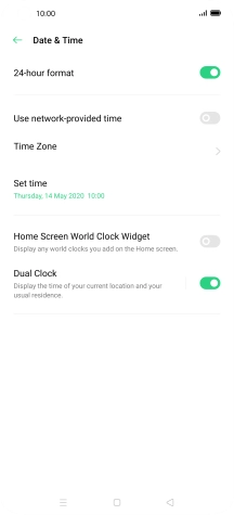 Press the indicator next to 'Use network-provided time' to turn on the function.
