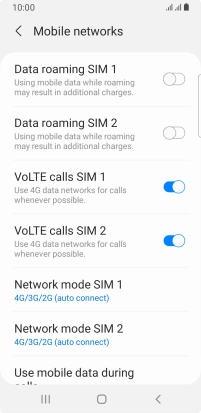Press the indicator next to 'Data roaming ‹SIM›' to turn the function on or off.