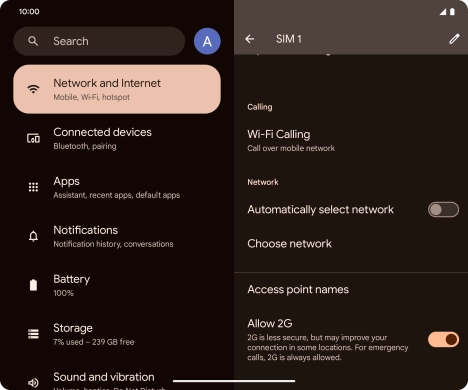 Press the indicator next to 'Automatically select network' to turn on the function.