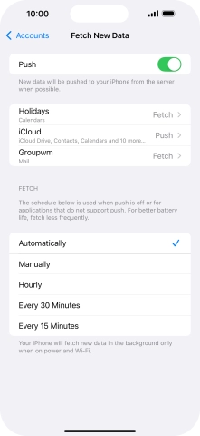 Press the indicator next to 'Push' to turn the function on or off.