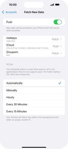 Press the indicator next to 'Push' to turn the function on or off.