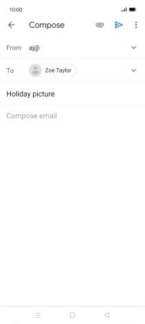 Press the text input field and write the text for your email.