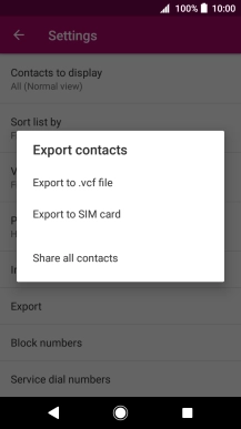 Press Export to SIM card.