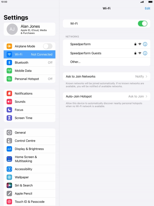 Press the required WiFi network and key in the password for the WiFi network.