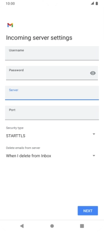 Press the field below 'Port' and key in 110.
