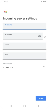 Press the field below 'Server' and key in the name of your email provider's incoming server.