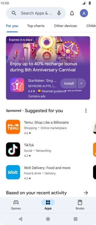 Press the profile icon. Press the profile icon.
