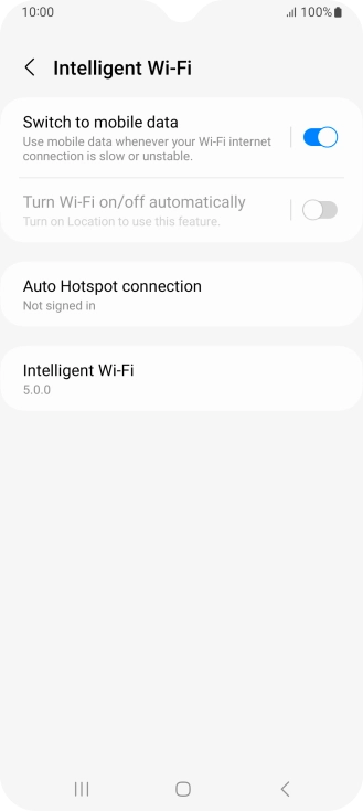 Press the indicator next to 'Switch to mobile data' to turn the function on or off.