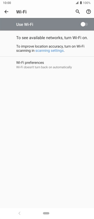 Press the indicator next to 'Use Wi-Fi' to turn on the function.
