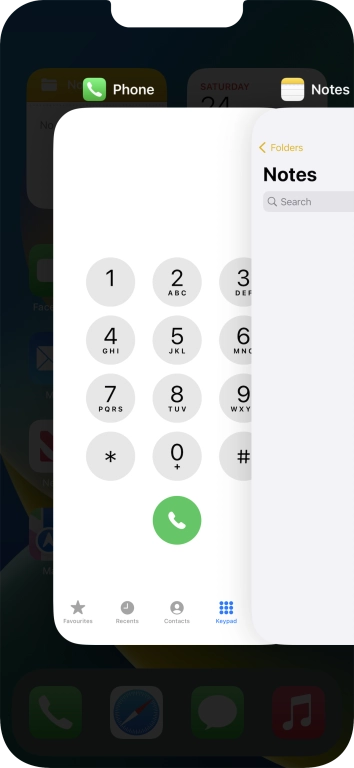 Slide upwards on the required application to end it. Slide upwards on the required application to end it.
