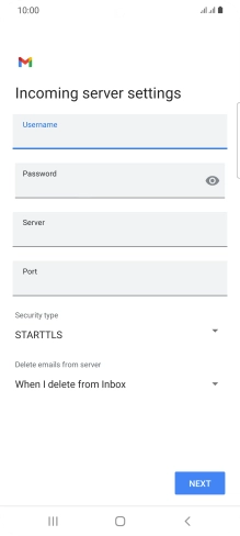 Press the field below 'Server' and key in the name of your email provider's incoming server.