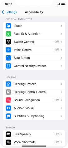 Press the required category below 'PHYSICAL AND MOTOR' and follow the instructions on the screen to select the required settings.