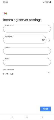 Press the field below 'Username' and key in the username for your email account.