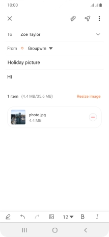 Press the send icon when you've finished your email.