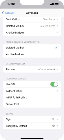 Press the indicator next to 'Use SSL' to turn off the function.