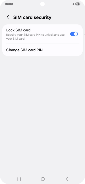 Press the indicator next to 'Lock SIM card' to turn the function on or off.