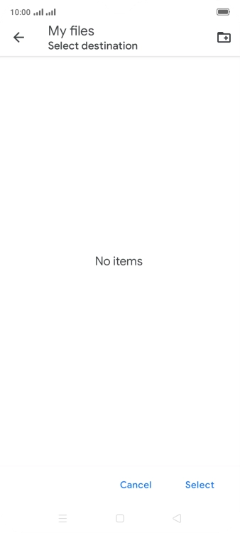To create a new folder, press the new folder icon and follow the instructions on the screen to create a new folder.