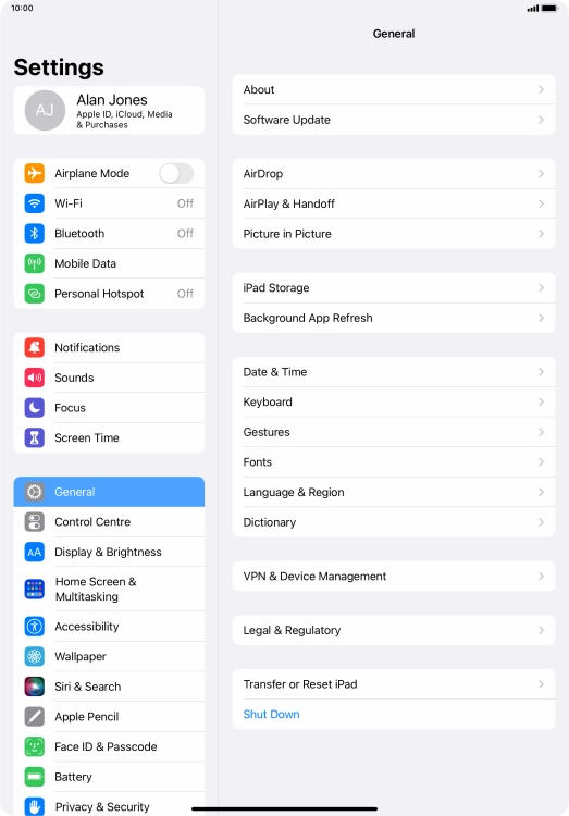 Press Mobile Data.