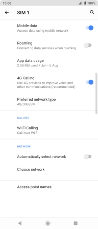Press the indicator next to 'Automatically select network' to turn on the function.